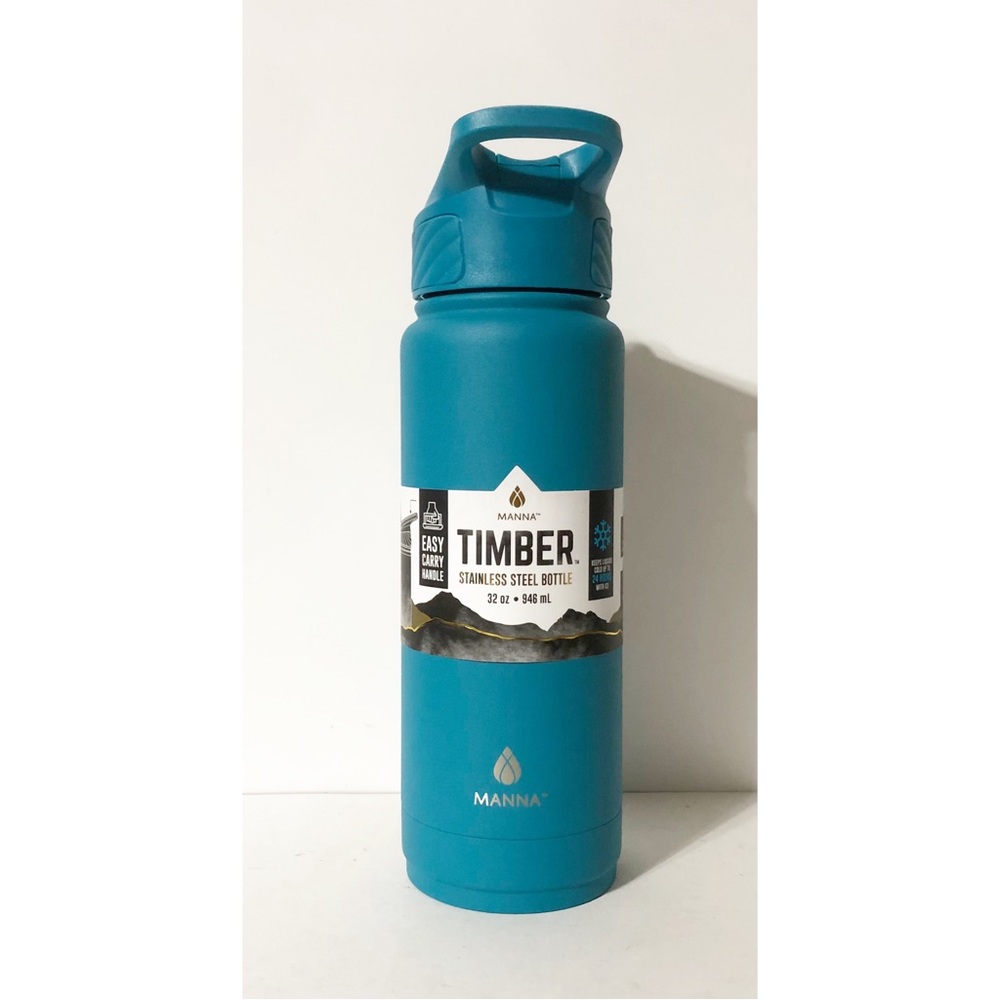 Manna Timber Stainless Steel 32oz Bottle for Cold Beverages, NEW, Teal